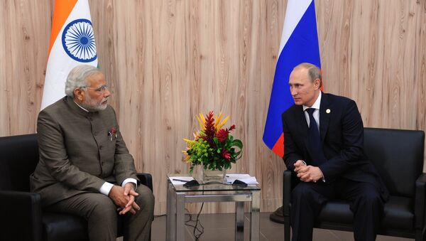 Presidente russo Vladimir Putin e Primeiro-Ministro da Índia Narendra Modi - Sputnik Brasil