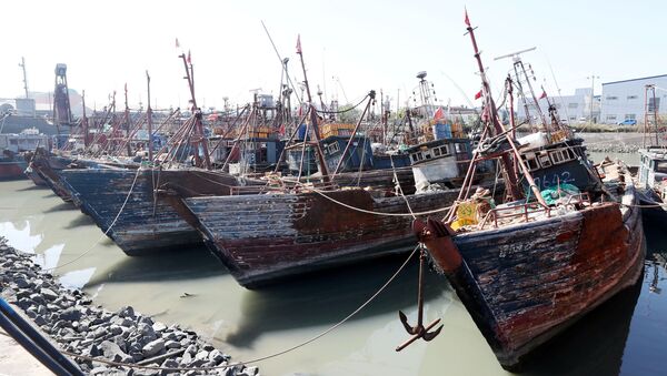 Chinese fishing boats captured by South Korean coast guard are seen at a port in Incheon, South Korea, October 10, 2016 - Sputnik Brasil