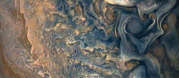 Atmosfera de Júpiter vista da nave espacial Juno, 4 de janeiro de 2018 - Sputnik Brasil