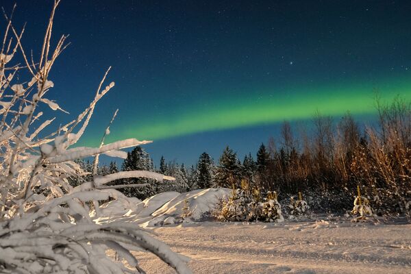 Aurora boreal nos arredores do povoado Lovozero, na região russa de Murmansk - Sputnik Brasil