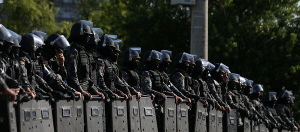 Tropa de choque é vista perto do TRF-4 em Porto Alegre, onde decorre, em 24 de janeiro, o julgamento de Luiz Inácio Lula da Silva - Sputnik Brasil