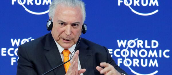 Michel Temer fazendo um discurso no Fórum Econômico Mundial em Davos, 24 de janeiro de 2018 - Sputnik Brasil