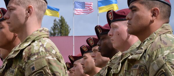 Soldados norte-americanos na cerimônia de inauguração dos exercícios militares conjuntos, entre os EUA e Ucrânia, Fearless Guardian 2015 - Sputnik Brasil