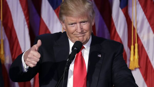 Presidente dos EUA, Donald Trump, em discurso em Nova York. 9 de novembro de 2016 - Sputnik Brasil
