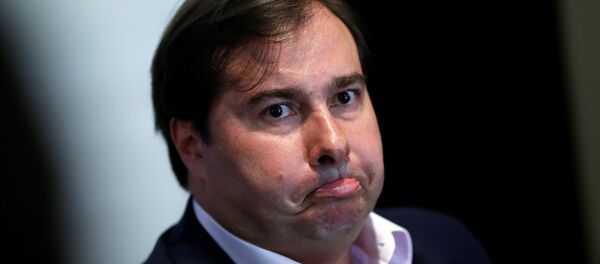 Rodrigo Maia, presidente da Câmara dos Deputados do Congresso Nacional do Brasil, durante uma coletiva em Brasília - Sputnik Brasil