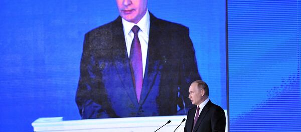 Discurso anual de Vladfimir Putin perante a Assembleia Federal, em 1 de março de 2018. - Sputnik Brasil
