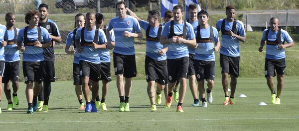 Jogadores da equipe uruguaia realizam um treinamento público (foto de arquivo) - Sputnik Brasil
