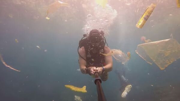 Mergulhador mostra poluição marinha por lixo nas águas da Indonésia - Sputnik Brasil