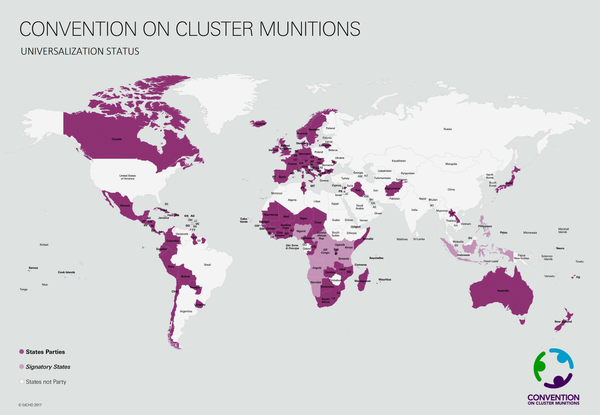 Mapa mostra quais são os países que compõem o Tratado de Oslo (roxo), os signatários (lilás) e os que não integram a convenção (branco) - Sputnik Brasil