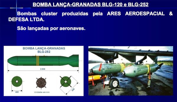 Um dos modelos de bomba de fragmentação (cluster) já fabricadas pela indústria brasileira - Sputnik Brasil