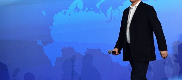 Sede eleitoral do candidato Vladimir Putin na noite da contagem dos votos, em 18 de março de 2018 - Sputnik Brasil