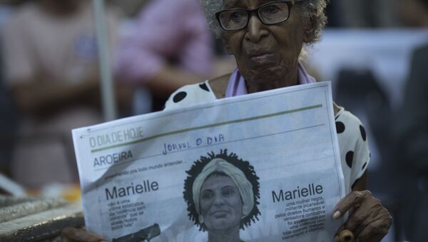 Protesto pela memória de Marielle Franco e Anderson Gomes. - Sputnik Brasil