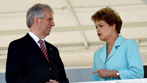Dilma Rousseff e Tabaré Vázquez se encontraram nesta quinta-feira (21) em Brasília - Sputnik Brasil