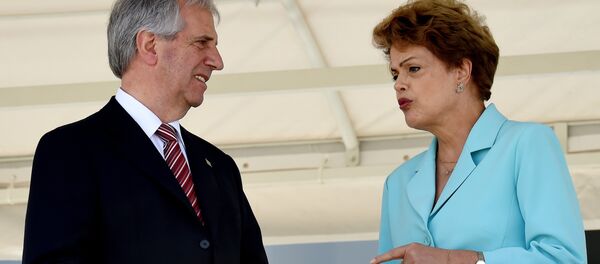 Dilma Rousseff e Tabaré Vázquez se encontraram nesta quinta-feira (21) em Brasília - Sputnik Brasil
