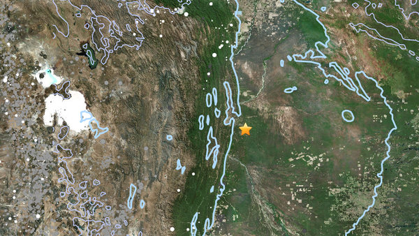 Serviço Geológico dos Estados Unidos mostra local do epicentro do terremoto na Bolívia. - Sputnik Brasil