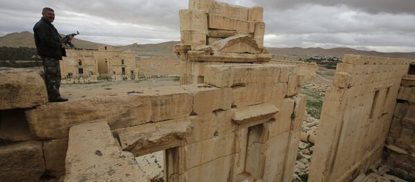 Policial sírio protege ruínas em Palmira - Sputnik Brasil