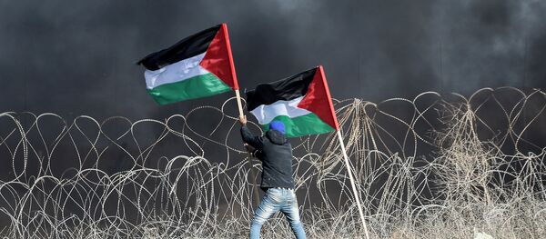 Manifestante palestino na fronteira entre Gaza e Israel (foto de arquivo) - Sputnik Brasil