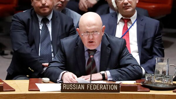 Russian Ambassador to the United Nations Vassily Nebenzia speaks during an urgent meeting called by Great Britain to the United Nations - Sputnik Brasil