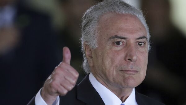 Presidente do Brasil, Michel Temer, chega à Cúpula do Mercosul no Palácio do Itamaraty, em Brasília, em 2017. - Sputnik Brasil