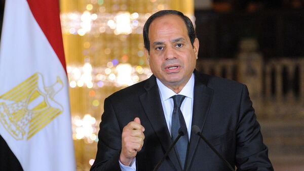 O presidente egípcio, Abdel Fattah al-Sisi, faz um discurso no Palácio Presidencial Ittihadiya no Cairo, Egito (arquivo) - Sputnik Brasil