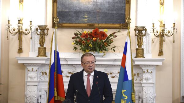 Embaixador russo no Reino Unido, Alexander Vladimirovich Yakovenko em uma coletiva de imprensa na embaixada russa em Londres. - Sputnik Brasil