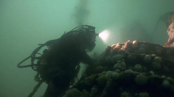 Destroços do submarino U-3523 encontrados no mar do Norte pelo Museu de Guerra Naval da Jutlândia, Dinamarca Destroços do submarino U-3523 encontrados no mar do Norte pelo Museu de Guerra Naval da Jutlândia, Dinamarca - Sputnik Brasil