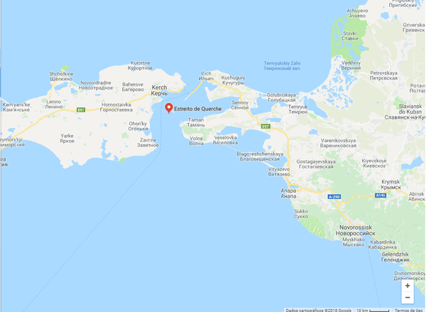 Captura da imagem do Google Maps do estreito de Kerch, na Crimeia, Rússia, 16 de maio de 2018 - Sputnik Brasil