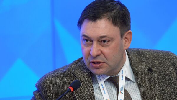 Chefe da RIA Novosti na Ucrânia, Kirill Vyshinsky, em conferência de 2015. - Sputnik Brasil