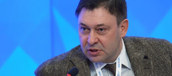 Chefe da RIA Novosti na Ucrânia, Kirill Vyshinsky, em conferência de 2015. - Sputnik Brasil