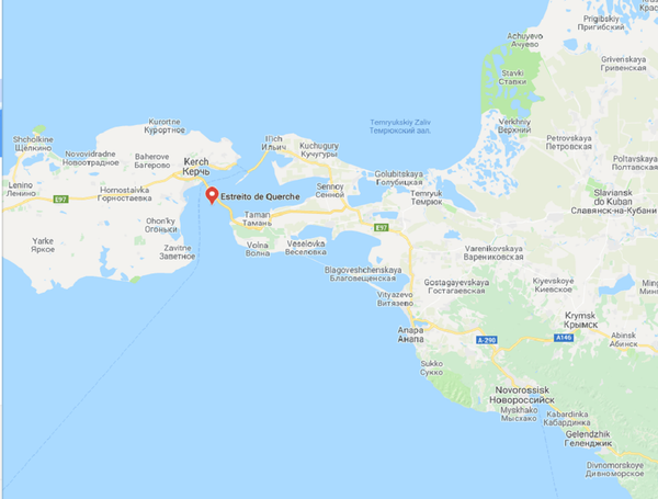 Captura da imagem do Google Maps do estreito de Kerch, Rússia, 17 de maio de 2018 - Sputnik Brasil
