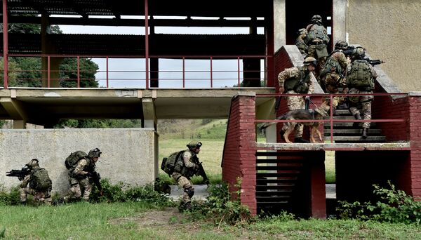 No campo de treinamento no município de Cesano, soldados italianos realizam exercícios militares, Itália, em 21 de maio de 2018 - Sputnik Brasil