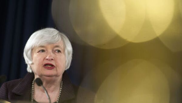 Presidente da Reserva Federal dos EUA Janet Yellen faz uma declaração sobre o emprego e perspectivas económicas. Presidente da Reserva Federal dos EUA Janet Yellen faz uma declaração sobre o emprego e perspectivas económicas. - Sputnik Brasil