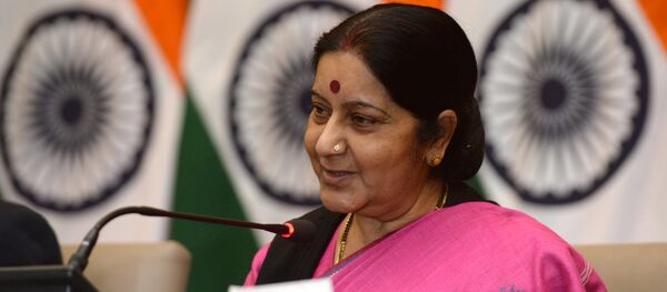A ministra indiana das Relações Exteriores, Sushma Swaraj. A ministra indiana das Relações Exteriores, Sushma Swaraj. - Sputnik Brasil