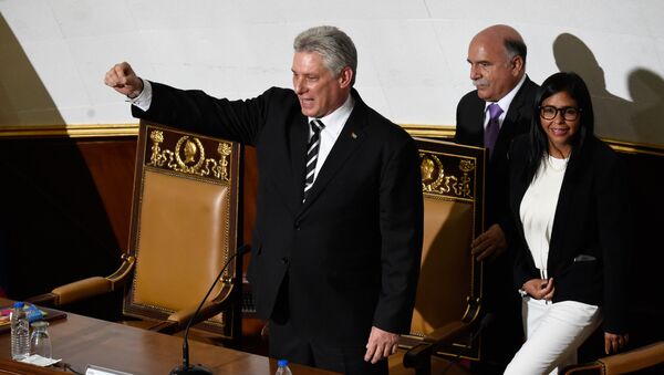 Presidente cubano, Miguel Díaz-Canel, em discurso na Assembleia Nacional Constituinte da Venezuela - Sputnik Brasil