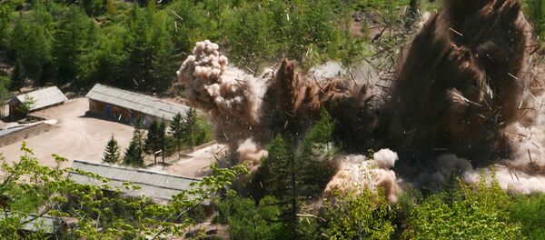 Demolição das instalações do polígono nuclear de Punggye-ri, no norte da Coreia do Norte, 24 de maio de 2018 - Sputnik Brasil