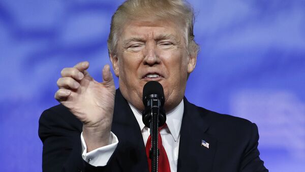 President Donald Trump gestures as he speaks at the Conservative Political Action Conference (CPAC), Friday, Feb. 24, 2017, in Oxon Hill, Md. - Sputnik Brasil