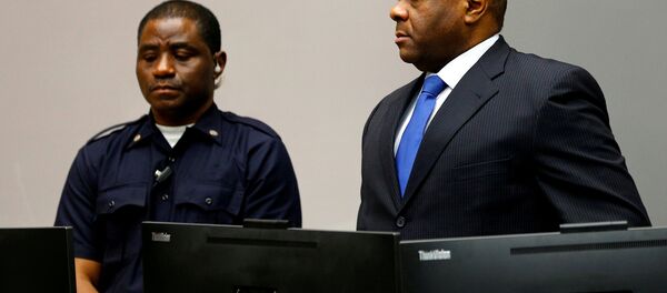 Jean-Pierre Bemba, ex-vice-presidente da República Democrática do Congo durante audiência do Tribunal Penal Internacional (ICC) em Haia, em 21 de junho de 2016 (foto de arquivo) - Sputnik Brasil