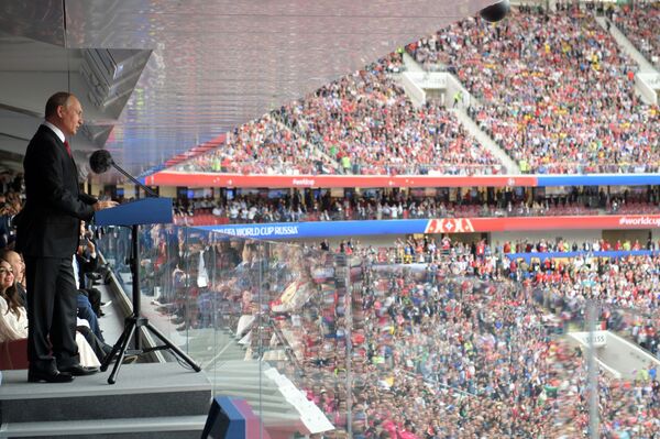 O presidente russo, Vladimir Putin, durante a cerimônia de abertura da Copa 2018 da FIFA - Sputnik Brasil