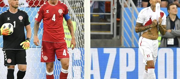 Paolo Guerrero lamenta chance perdida em jogo entre Peru e Dinamarca na Copa do Mundo da Rússia. - Sputnik Brasil