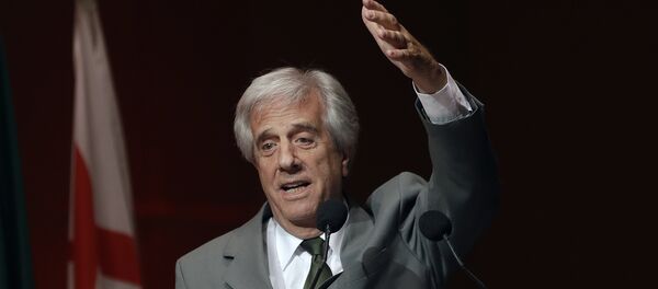 Uruguay's President Tabare Vazquez speaks during an economic seminar with Brazilian and Uruguayan businessmen in Sao Paulo, Brazil - Sputnik Brasil