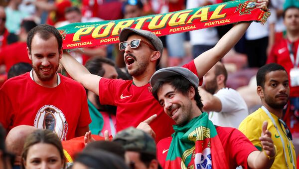 Torcedores portugueses após vitória de sua Seleção contra Marrocos em Moscou, 20 de junho de 2018 - Sputnik Brasil