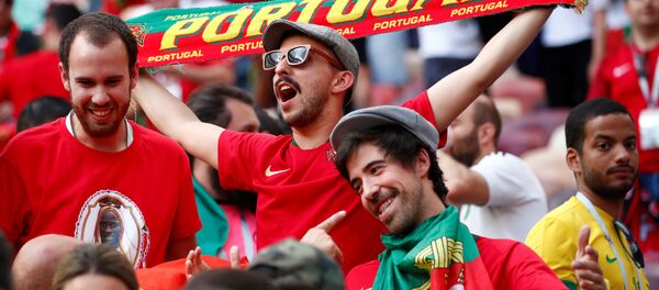 Torcedores portugueses após vitória de sua Seleção contra Marrocos em Moscou, 20 de junho de 2018 - Sputnik Brasil