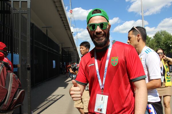 Thiago, brasileiro que está apoiando a equipe lusa, antes do jogo Portugal-Marrocos, em 20 de junho de 2018, em Moscou - Sputnik Brasil