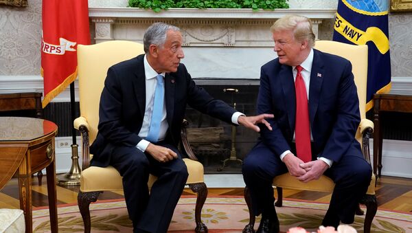 O presidente dos EUA Donald Trump e o presidente português Marcelo Rebelo de Sousa na Casa Branca, Washington, EUA, 27 de junho de 2018 - Sputnik Brasil