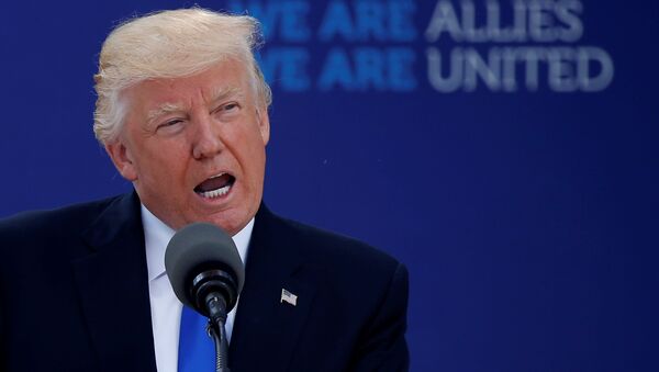 Presidente dos EUA, Donald Trump, faz comentários no início da cúpula da OTAN em sua nova sede em Bruxelas, na Bélgica - Sputnik Brasil