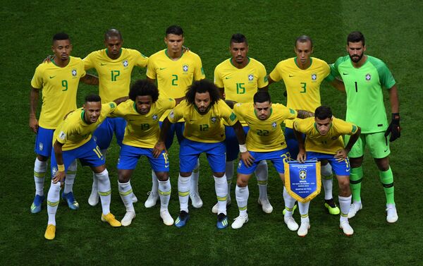 Seleção do Brasil antes do jogo com a Bélgica - Sputnik Brasil