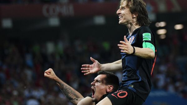 Luka Modric comemora a classificação da Croácia. - Sputnik Brasil