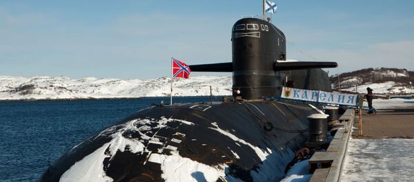 Submarino nuclear Karelia no cais da base da Frota do Norte da Marinha da Rússia, na cidade de Gadzhievo. - Sputnik Brasil