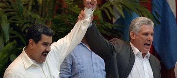 Líderes de Venezuela e Cuba, Nicolás Maduro e Miguel Díaz-Canel, durante o 24º Encontro do Foro de São Paulo, em Havana - Sputnik Brasil