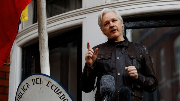 WikiLeaks founder Julian Assange is seen on the balcony of the Ecuadorian Embassy in London, Britain, May 19, 2017 - Sputnik Brasil